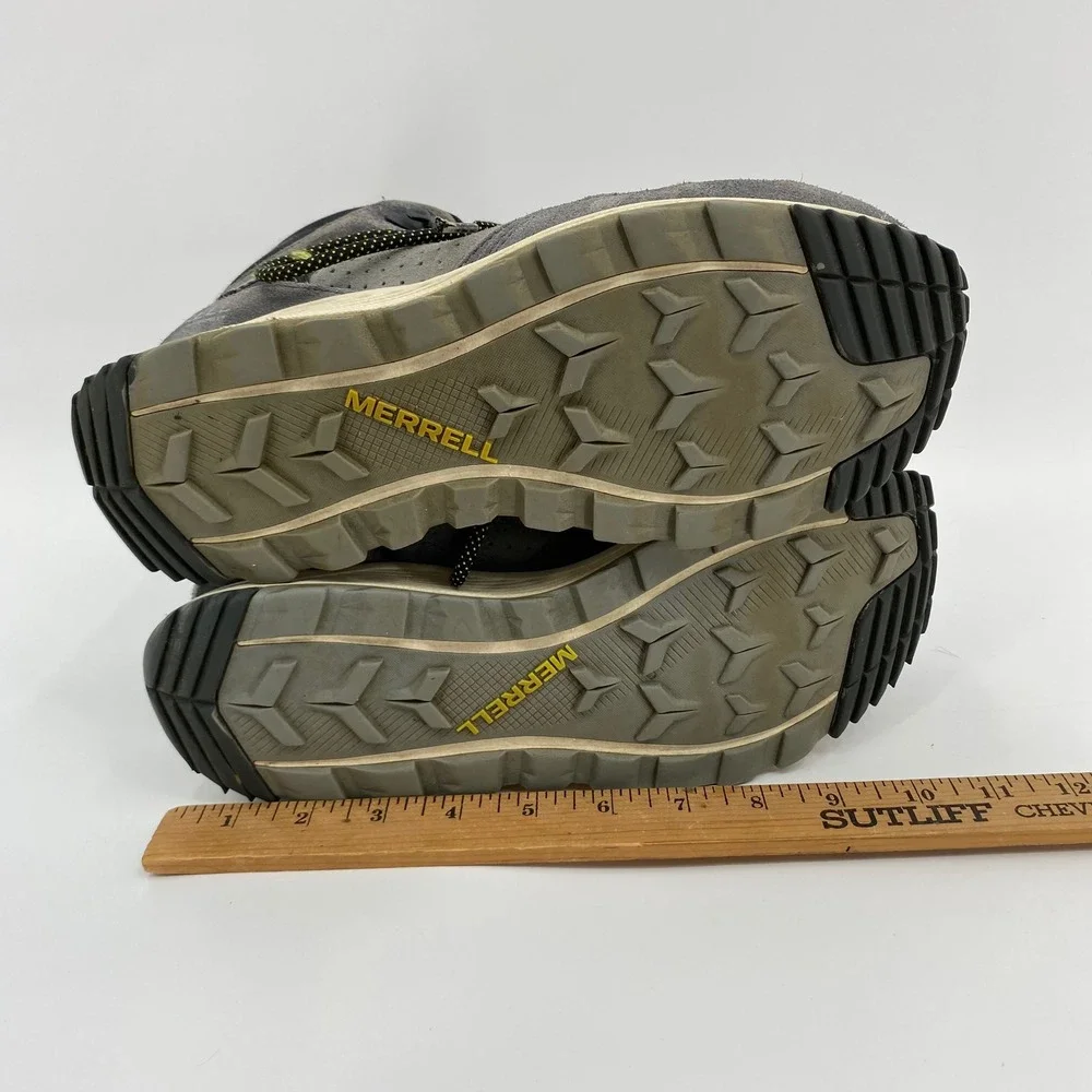 Merrell Wildwood Mid Waterproof Mens Gray Suede Hiking Boots J068029‎ Size 9